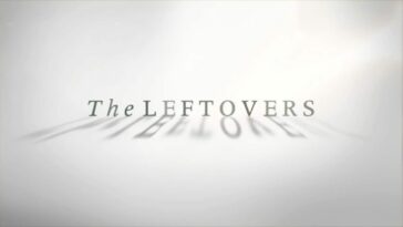 The words "The Leftovers" appear on a white background, with the shadows of the letters in the foreground, on a title card for the series