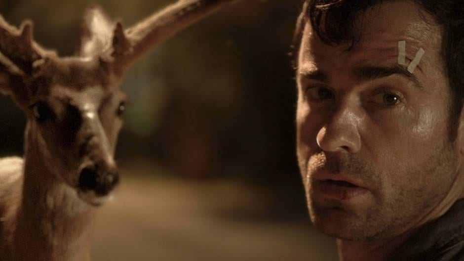 Kevin Garvey (Justin Theroux) and a deer in HBO's The Leftovers