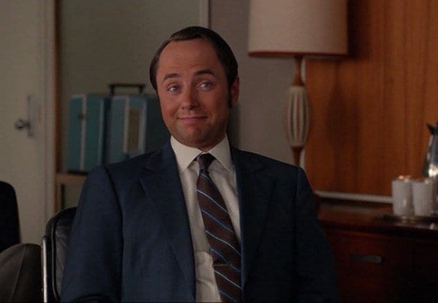 pete campbell with a very orange tan
