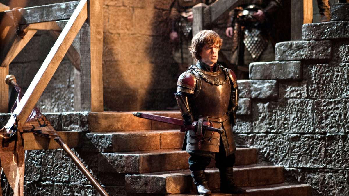 Tyrion Lannister (Peter Dinklage) rallies the troops to defend King
