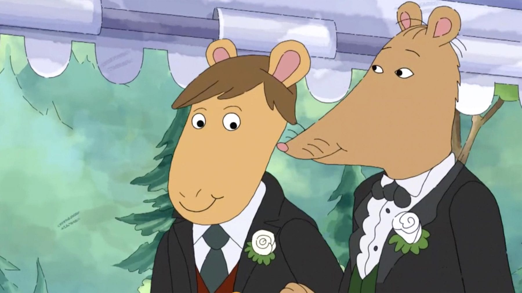 Mr Ratburn marries his partner Patrick in an episode of the children's cartoon Arthur 