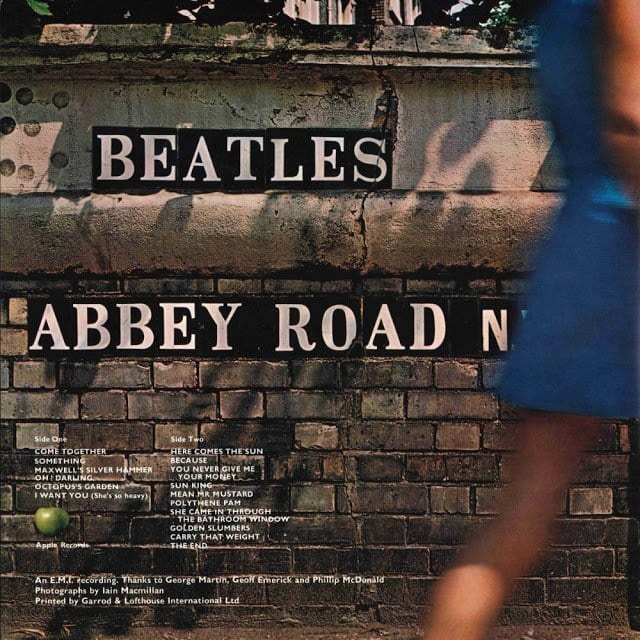 back cover of the beatles album abbey road showing track listing and paul is dead clues