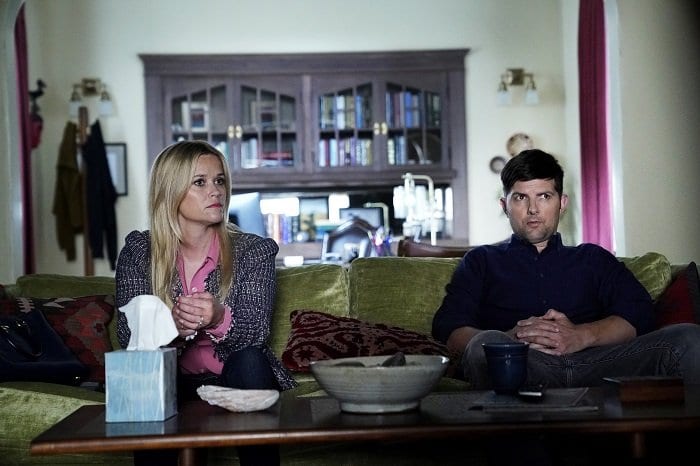 Reese Witherspoon and Adam Scott and Madeline and Ed in a therapy session in Big Little Lies season 2
