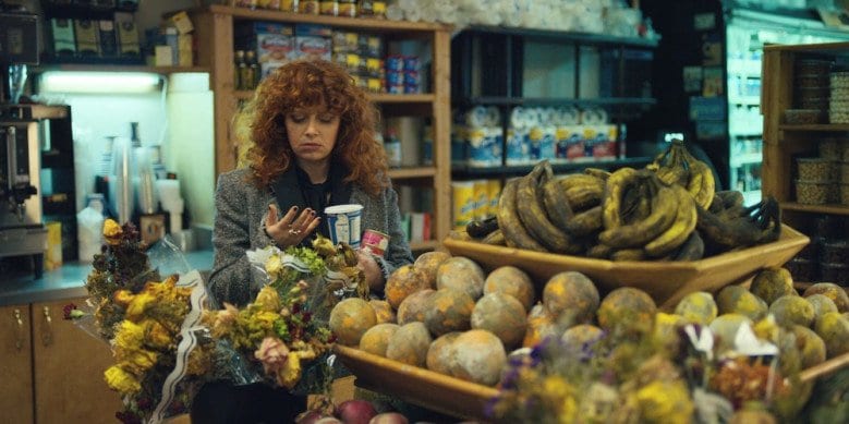 Nadia notices all the rotten fruit in a store in Russian Doll.