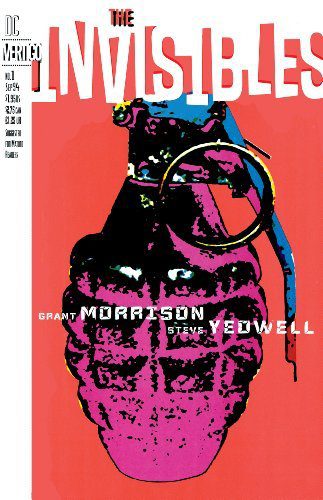 Invisibles #1 has a Grenade front and ceneter on a blank background. Art by Steve Yeowell.