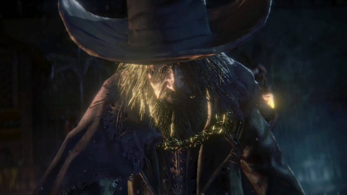 A bearded man in a hat appears in Bloodborne