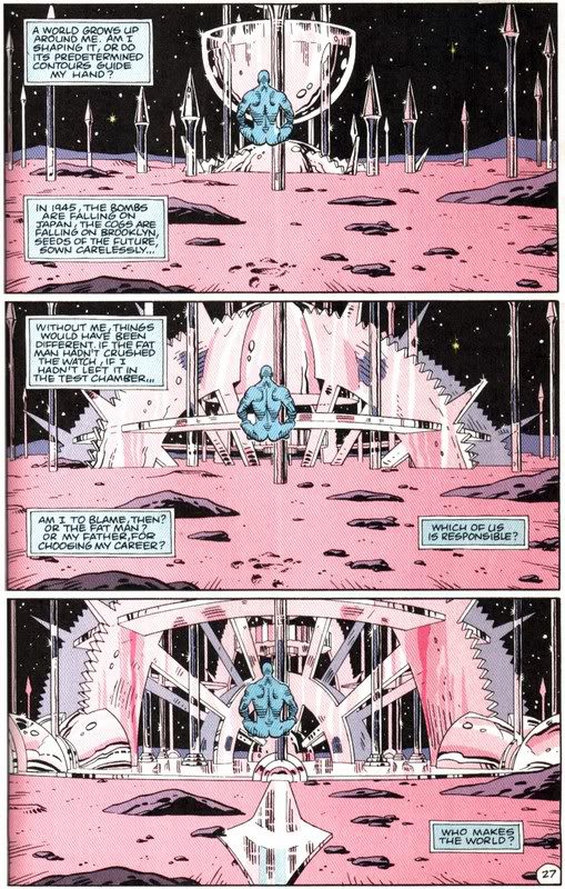 Scene from the Watchmen graphic novel in which Dr. M creates his new home on Mars