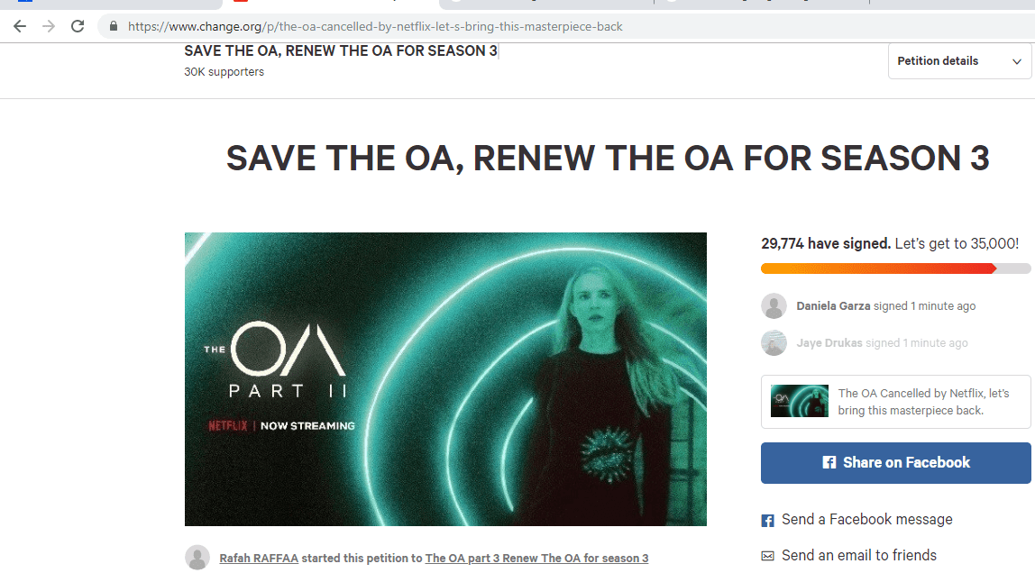 The petition to save The OA