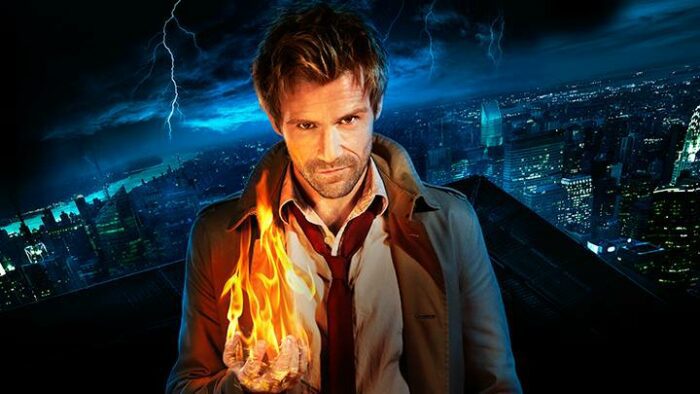 Promo shot of Constantine with fireball in hand