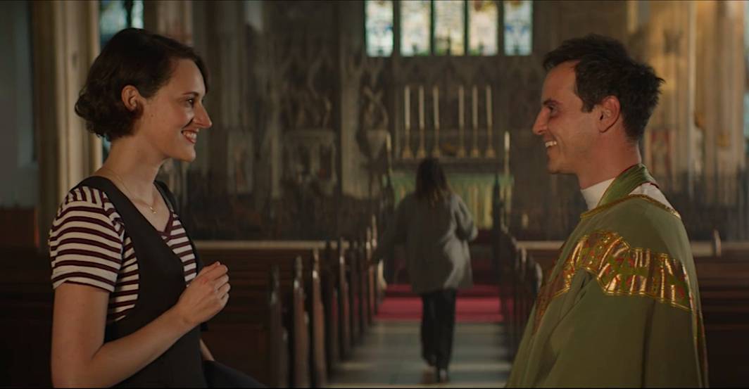 Fleabag and The Priest have a conversation after church service