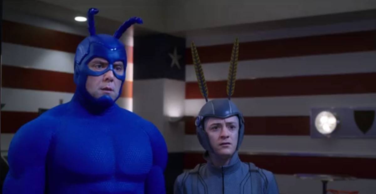 The Tick and Arthur, in the Flag 5 headquarters, looking stunned.