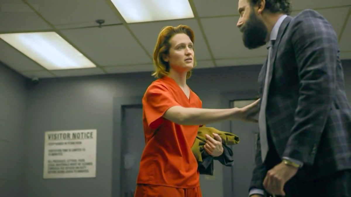 In a prison conference room, Lou, in prison orange, touches Finkelstein. [Mr. Mercedes S03E06]