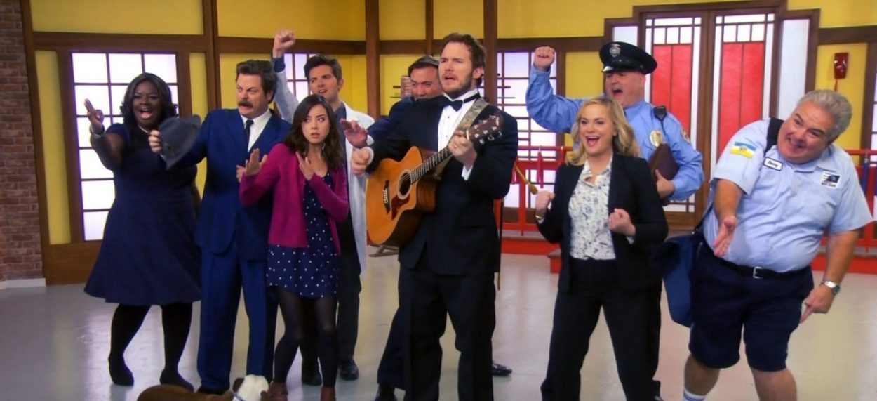 The whole cast and Andy sing the Goodbye Song. Andy plays guitar, and Champion the dog is there, and everyone else strikes a karate pose.