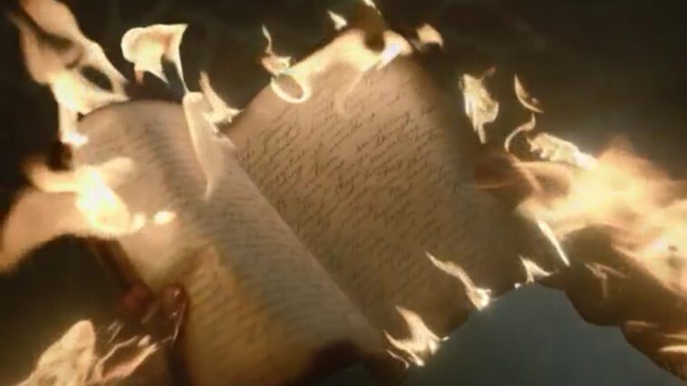 Mr Mercedes - A notebook full of handwriting is burning along all edges