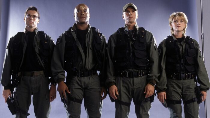 Daniel, Teal'c, Jack, and Sam, members of SG-1