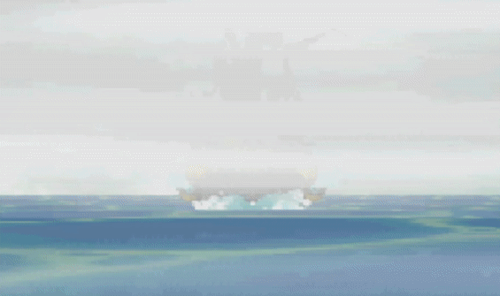 A gif of the Ghost Ship slowly arriving from behind a veil of mist in Phantom Hourglass