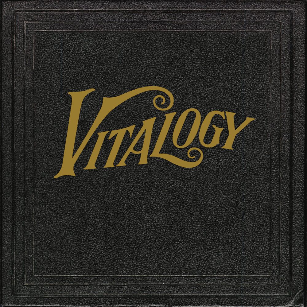 A black cardboard sleeve reminiscent of a record album, and stylized text in a muted yellow: "Vitalogy"