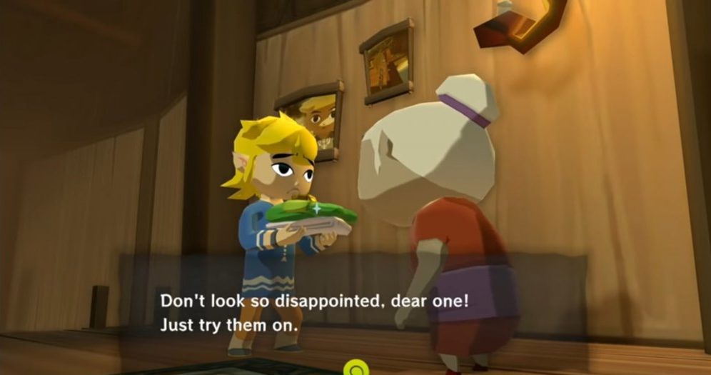 Link receives his tunic from his grandmother.