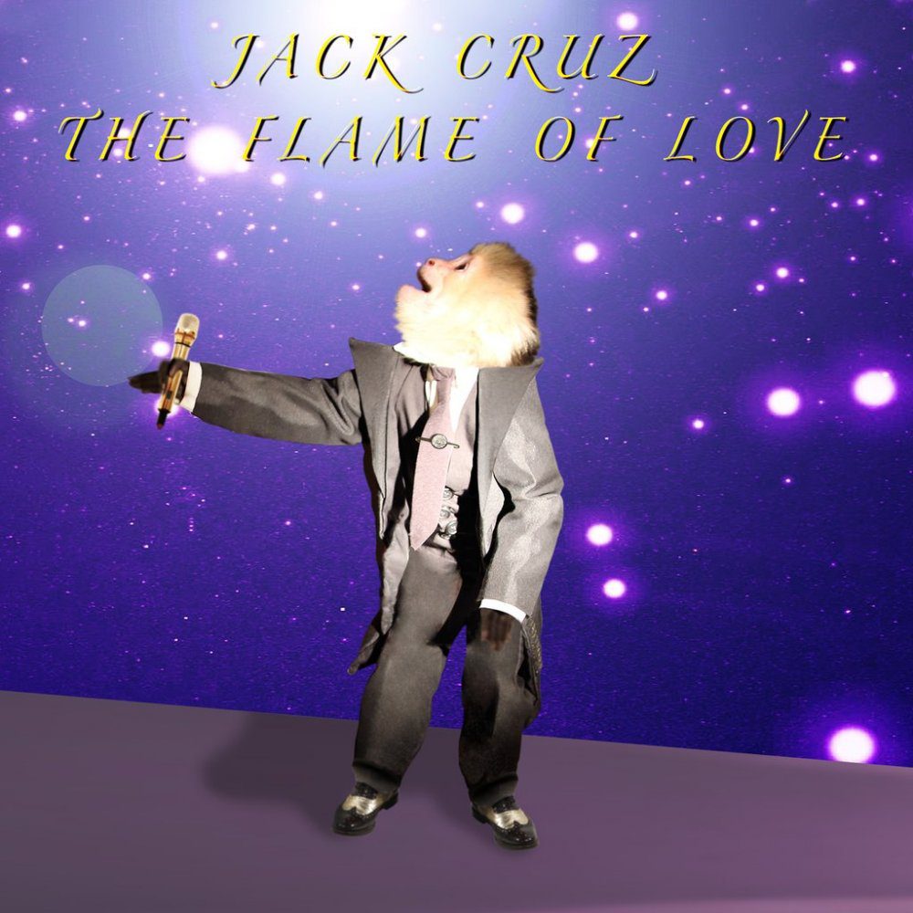 Jack Cruz holds a mic on the cover of The Flame of Love