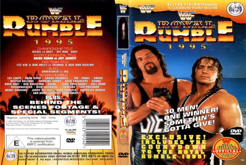 dvd artwork, with participants list on the back, and Brett Hart next to his match rival, with a beach scene behind them.