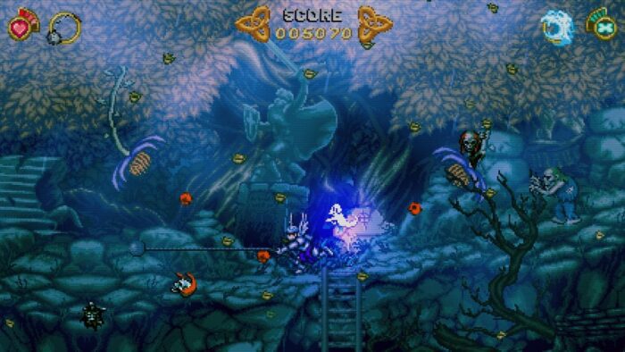 A screenshot from Battle Princess Madelyn shows the protagonist wielding a large ball on a chain.