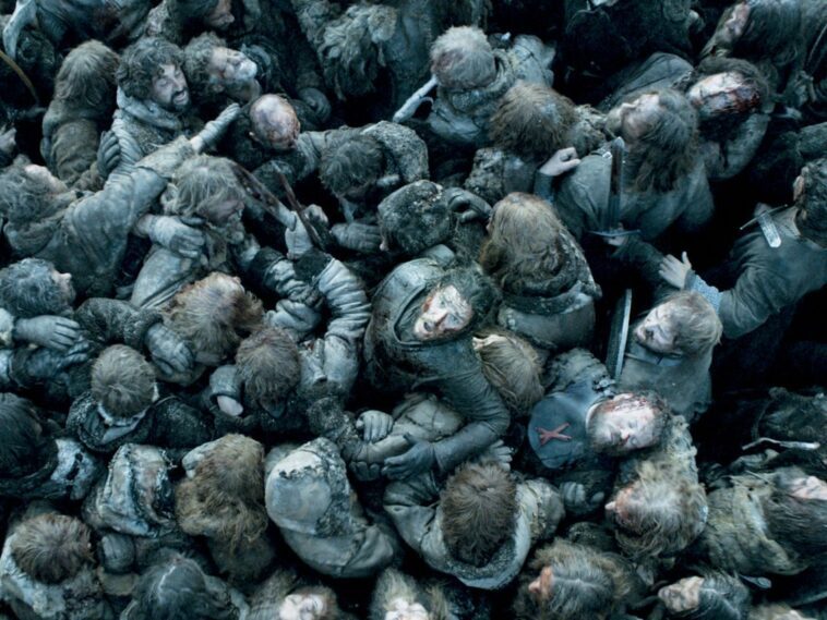 Jon Snow makes his way through a sea of humanity