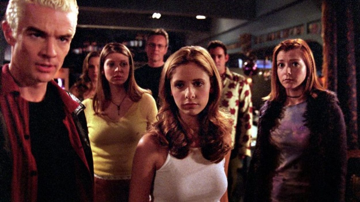 Buffy and friends stare dramatically