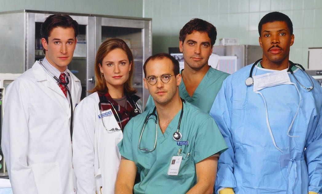 The cast of ER facing the camera