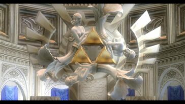 Statues of the 3 Goddesses and the Triforce