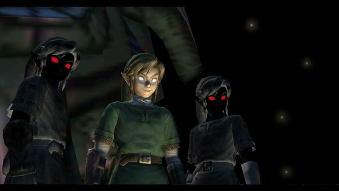 Link stands with two dark doppelgangers