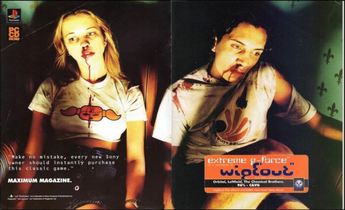 A controversial Wipeout poster featuring Sara Cox. 