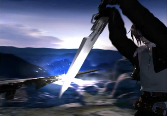 Squall and Seifer duel in the opening cutscene of Final Fantasy VIII