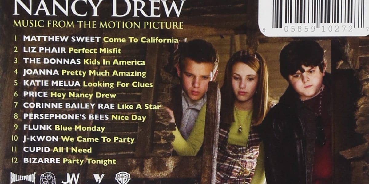 Nancy Drew Soundtrack Back of CD with track listings and picture of Emma Roberts with two costars