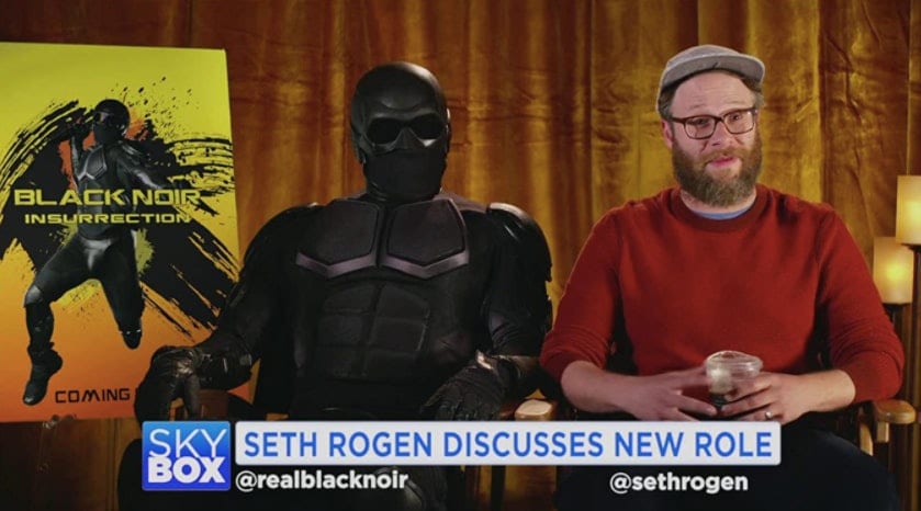 Black Noir sits with Seth Rogen who’s talking about his new film