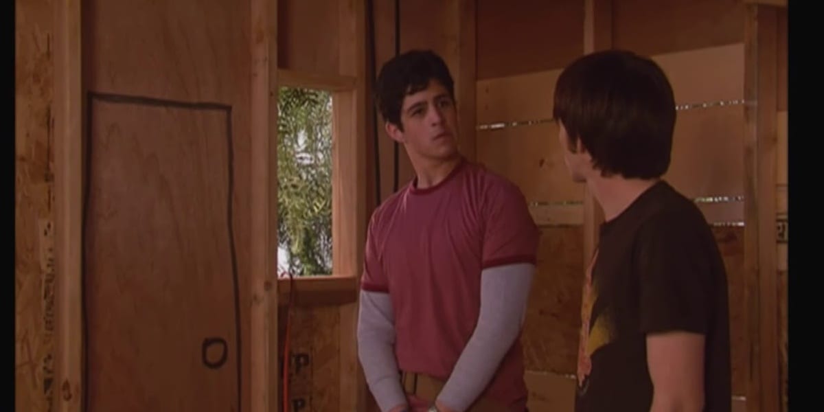Drake and Josh in an unfinished treehouse, Josh looking at Drake angrily in Drake & Josh