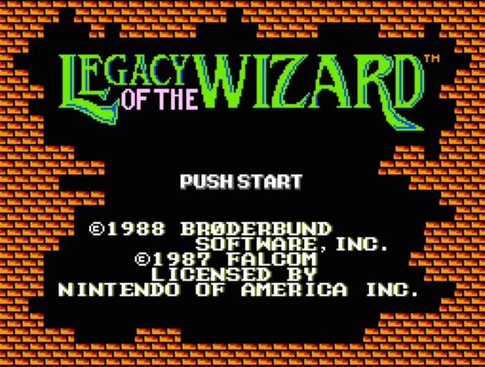 Titles screen for Legacy of the Wizard