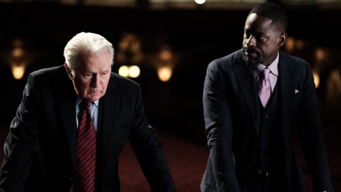 President Bartlet, and Sterling K. Brown as Leo McGarry in The West Wing Reunion