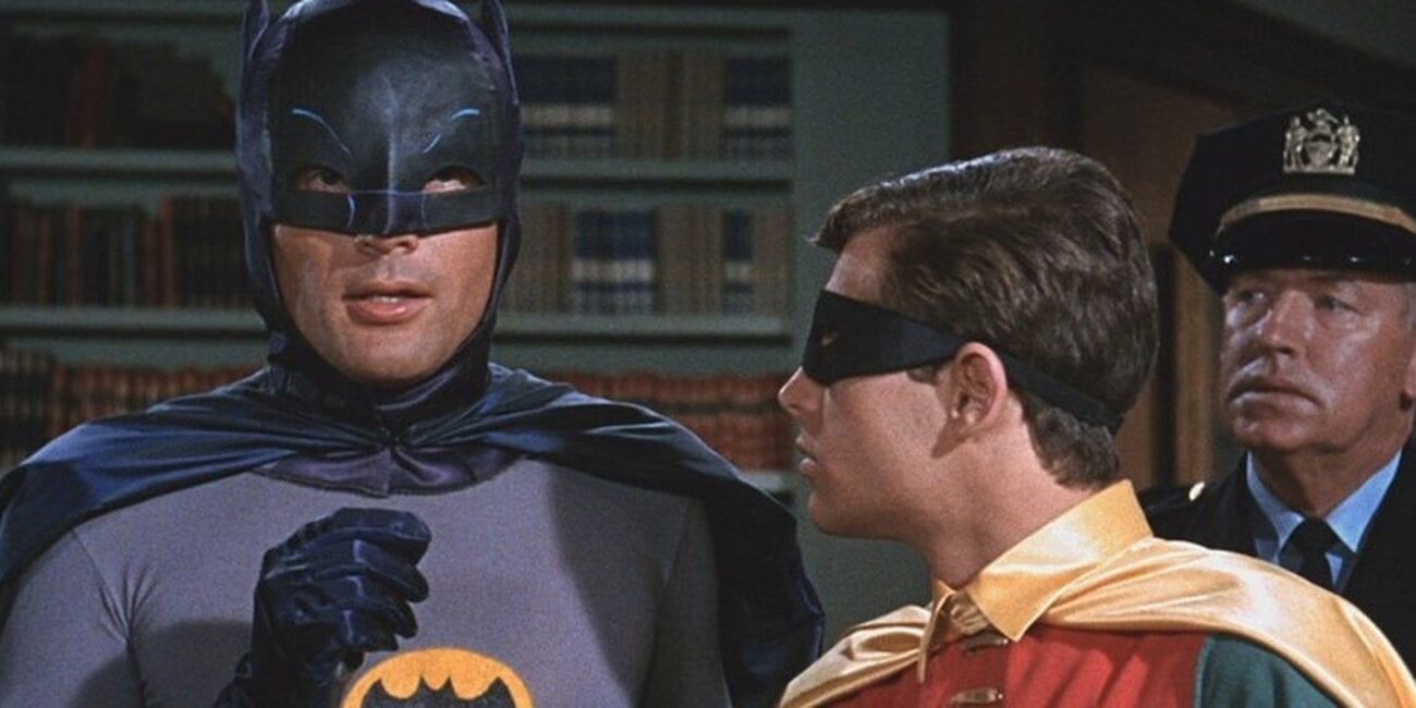 Batman and Robin with an officer behind them in 1960s show
