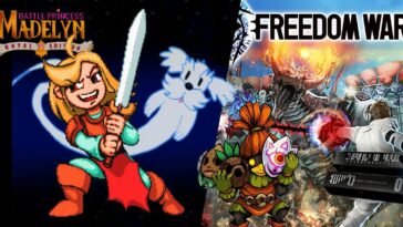 Battle Princess Madelyn and her spirit dog on the left, and Freedom Wars box art I can't heads or tails of, on the right