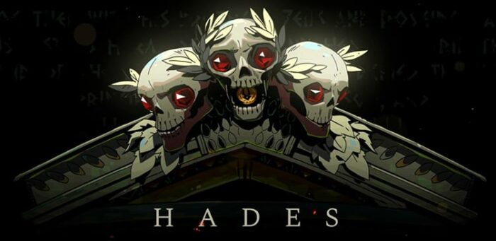 Three animated skulls and title Hades