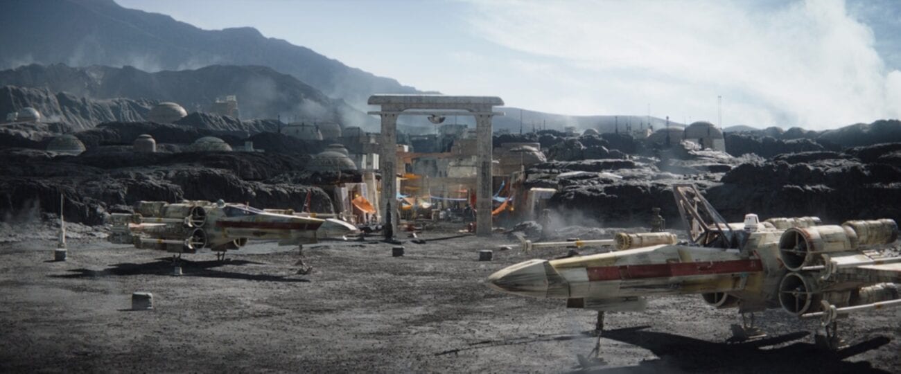 Two X-Wings sit outside of the town on Nevarro