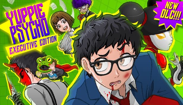 Yuppie Psycho features a bruised and battered yuppie surrounded by anime characters