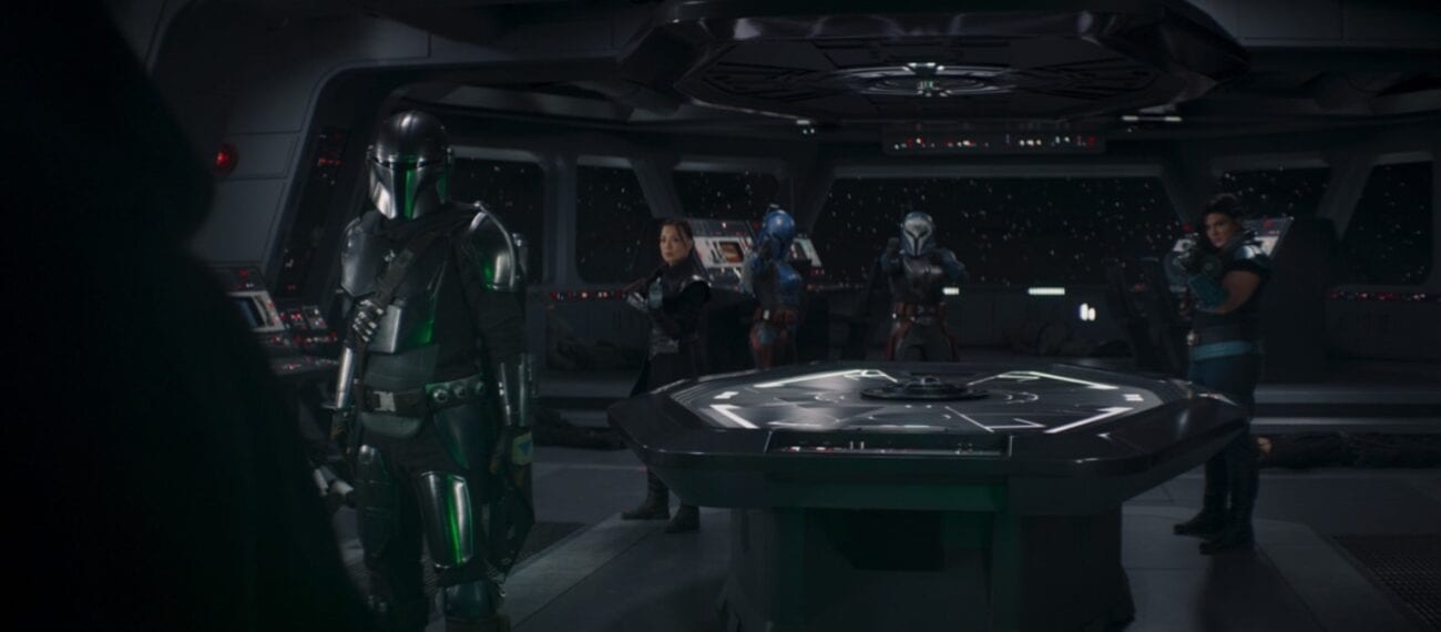 Mando and his crew stand ready on the bridge of Gideon's ship, as Luke walks in