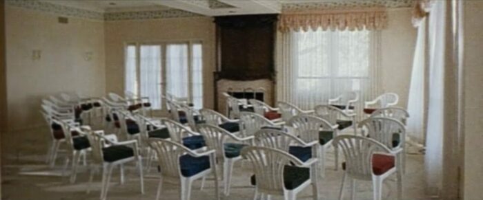 chairs set up in the Heaven's Gate headquarters for a meeting
