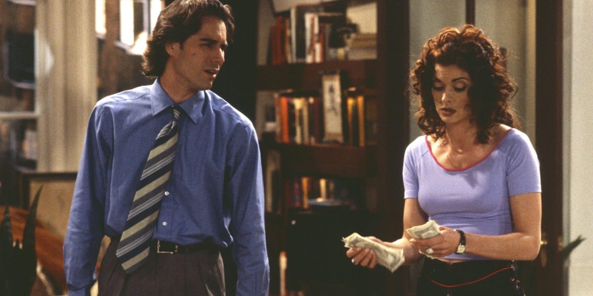 Will and Grace in the pilot episode of Will and Grace a 90s TV show