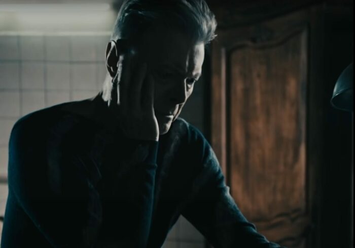 Bowie contemplates his final message in the video for "Lazarus."