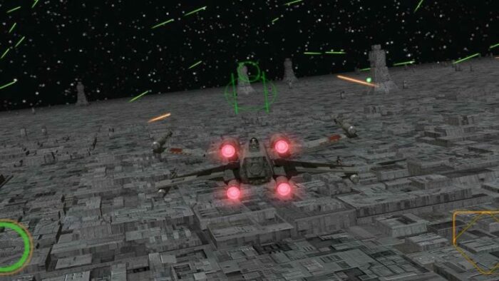 An X wing dog fight in Rogue Squadron