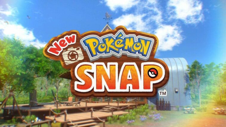 The New Pokemon Snap logo in front of a nature path