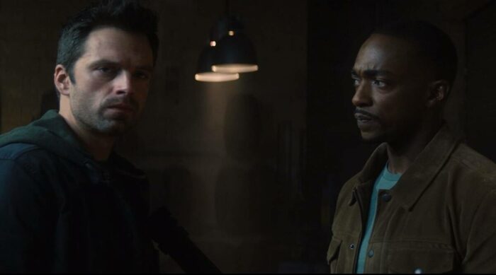 Bucky (Sebastian Stan) and Sam (Anthony Mackie) in discussion...