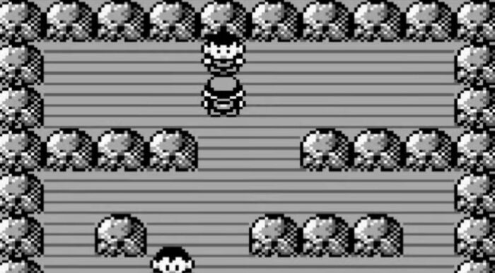 Red stands in front of Brock in Pokemon